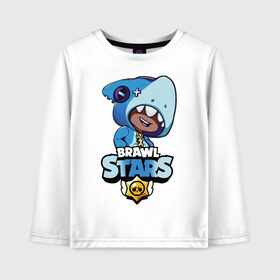Детский лонгслив хлопок с принтом Brawl Stars LEON SHARK в городе Новоалтайск, 100% хлопок | круглый вырез горловины, полуприлегающий силуэт, длина до линии бедер | 8 bit | 8 бит | brawl | brawl stars | crow | leon | shark | stars | акула | бравл | бравл старс | браво старс | игра | компьютерная | кров | леон | леон акула | онлайн | старс | шарк
