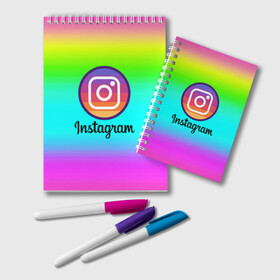 Блокнот с принтом INSTAGRAM в городе Новоалтайск, 100% бумага | 48 листов, плотность листов — 60 г/м2, плотность картонной обложки — 250 г/м2. Листы скреплены удобной пружинной спиралью. Цвет линий — светло-серый
 | insta | instagram | instagramm | social | видео | инста | инстаграм | инстаграмм | приложение | социальная сеть | фото