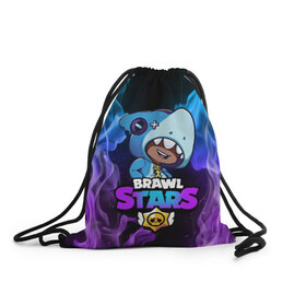 Рюкзак-мешок 3D с принтом Brawl Stars LEON SHARK в городе Новоалтайск, 100% полиэстер | плотность ткани — 200 г/м2, размер — 35 х 45 см; лямки — толстые шнурки, застежка на шнуровке, без карманов и подкладки | 8 bit | 8 бит | brawl | brawl stars | crow | leon | shark | stars | акула | бравл | бравл старс | браво старс | игра | компьютерная | кров | леон | леон акула | онлайн | старс | шарк