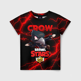 Детская футболка 3D с принтом  BRAWL STARS CROW | БРАВЛ СТАРС ЛЕОН в городе Новоалтайск, 100% гипоаллергенный полиэфир | прямой крой, круглый вырез горловины, длина до линии бедер, чуть спущенное плечо, ткань немного тянется | brawl stars | crow | leon | leon shark | sally leon | shark | stars | акула | берли | ворон | леон | леон акула | спайк | эль примо