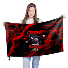 Флаг 3D с принтом  BRAWL STARS CROW | БРАВЛ СТАРС ЛЕОН в городе Новоалтайск, 100% полиэстер | плотность ткани — 95 г/м2, размер — 67 х 109 см. Принт наносится с одной стороны | brawl stars | crow | leon | leon shark | sally leon | shark | stars | акула | берли | ворон | леон | леон акула | спайк | эль примо