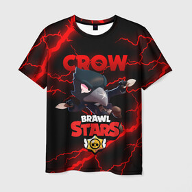 Мужская футболка 3D с принтом  BRAWL STARS CROW | БРАВЛ СТАРС ЛЕОН в городе Новоалтайск, 100% полиэфир | прямой крой, круглый вырез горловины, длина до линии бедер | brawl stars | crow | leon | leon shark | sally leon | shark | stars | акула | берли | ворон | леон | леон акула | спайк | эль примо
