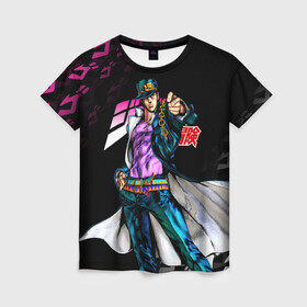 Женская футболка 3D с принтом JOJO`S BIZARRE ADVENTURE в городе Новоалтайск, 100% полиэфир ( синтетическое хлопкоподобное полотно) | прямой крой, круглый вырез горловины, длина до линии бедер | adventure | jojo | jojo s bizarre | jojo’s bizarre adventure | killer queen | аниме | джоджо | манга | невероятные приключения джоджо