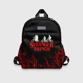 Детский рюкзак 3D с принтом STRANGER THINGS | ОЧЕНЬ СТРАННЫЕ ДЕЛА в городе Новоалтайск, 100% полиэстер | лямки с регулируемой длиной, сверху петелька, чтобы рюкзак можно было повесить на вешалку. Основное отделение закрывается на молнию, как и внешний карман. Внутри дополнительный карман. По бокам два дополнительных кармашка | 11 | stranger things | одди | одиннадцатая | очень странные дела | сериалы