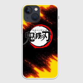 Чехол для iPhone 13 mini с принтом Kimetsu no Yaiba черножелтый в городе Новоалтайск,  |  | Тематика изображения на принте: demon slayer | demon slayer: kimetsu no yaiba | kimetsu | kimetsu no yaiba | nezuko | slayer | tanjiro | клинок рассекающий демонов | незуко | танджиро | шинобу кочо