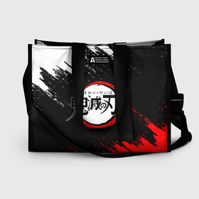 Сумка-шоппер 3D с принтом DEMON SLAYER KIMETSU NO YAIBA КЛИНОК РАССЕКАЮЩИЙ ДЕМОНОВ в городе Новоалтайск, 100% полиэстер | застегивается на металлическую кнопку; внутренний карман застегивается на молнию. Стенки укреплены специальным мягким материалом, чтобы защитить содержимое от несильных ударов
 | demon slayer | kimetsu no yaiba | nezuko | shinobu | slayer | tanjiro | zenitsu | гию томиока | зенитсу | зенитцу | иноске хашибира | клинок рассекающий демонов | незуко | танджиро | шинобу кочо