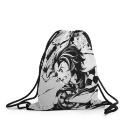 Рюкзак-мешок 3D с принтом KIMETSU NO YAIBA в городе Новоалтайск, 100% полиэстер | плотность ткани — 200 г/м2, размер — 35 х 45 см; лямки — толстые шнурки, застежка на шнуровке, без карманов и подкладки | demon slayer | demon slayer: kimetsu no yaiba | kimetsu | kimetsu no yaiba | nezuko | slayer | tanjiro | клинок рассекающий демонов | незуко | танджиро | шинобу кочо
