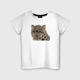 Детская футболка хлопок Metallized Snow Leopard: в городе Новоалтайск, 100% хлопок | круглый вырез горловины, полуприлегающий силуэт, длина до линии бедер | барс | ирбис | леопард | портрет барса | портрет леопарда | портрет ягуара | снежный барс | хищник | ягуар