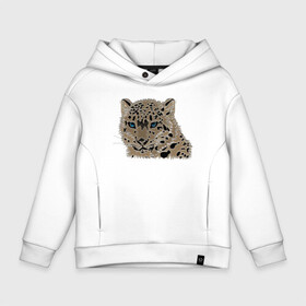 Детское худи Oversize хлопок с принтом Metallized Snow Leopard в городе Новоалтайск, френч-терри — 70% хлопок, 30% полиэстер. Мягкий теплый начес внутри —100% хлопок | боковые карманы, эластичные манжеты и нижняя кромка, капюшон на магнитной кнопке | барс | ирбис | леопард | портрет барса | портрет леопарда | портрет ягуара | снежный барс | хищник | ягуар