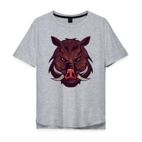 Мужская футболка хлопок Oversize с принтом Metallized Wild Boar в городе Новоалтайск, 100% хлопок | свободный крой, круглый ворот, “спинка” длиннее передней части | вепрь | год кабана | год свиньи | голова вепря | голова кабана | голова секача | дикий вепрь | дикий кабан | егерю | кабан | кабан секач | кабанья голова | леснику | охотнику | секач