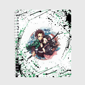 Тетрадь с принтом KIMETSU NO YAIBA в городе Новоалтайск, 100% бумага | 48 листов, плотность листов — 60 г/м2, плотность картонной обложки — 250 г/м2. Листы скреплены сбоку удобной пружинной спиралью. Уголки страниц и обложки скругленные. Цвет линий — светло-серый
 | abstraction | demon slayer | geometry | kimetsu no yaiba | nezuko | shinobu | slayer | tanjiro | zenitsu | абстракция | геометрия | гию томиока | зенитсу | зенитцу | иноске хашибира | клинок рассекающий демонов | не | незуко | неон | соты | 