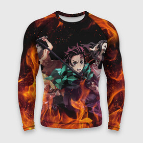 Мужской рашгард 3D с принтом Kimetsu no Yaiba в огне в городе Новоалтайск,  |  | demon slayer | demon slayer: kimetsu no yaiba | kimetsu | kimetsu no yaiba | nezuko | slayer | tanjiro | клинок рассекающий демонов | незуко | танджиро | шинобу кочо