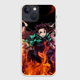 Чехол для iPhone 13 mini с принтом Kimetsu no Yaiba в огне в городе Новоалтайск,  |  | demon slayer | demon slayer: kimetsu no yaiba | kimetsu | kimetsu no yaiba | nezuko | slayer | tanjiro | клинок рассекающий демонов | незуко | танджиро | шинобу кочо