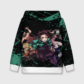 Детская толстовка 3D с принтом DEMON SLAYER KIMETSU NO YAIBA | КЛИНОК РАССЕКАЮЩИЙ ДЕМОНОВ в городе Новоалтайск, 100% полиэстер | двухслойный капюшон со шнурком для регулировки, мягкие манжеты на рукавах и по низу толстовки, спереди карман-кенгуру с мягким внутренним слоем | Тематика изображения на принте: demon slayer | kimetsu no yaiba | nezuko | shinobu | slayer | tanjiro | zenitsu | гию томиока | зенитсу | зенитцу | иноске хашибира | клинок рассекающий демонов | незуко | танджиро | шинобу кочо