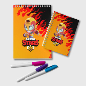 Блокнот с принтом BRAWL STARS MAX в городе Новоалтайск, 100% бумага | 48 листов, плотность листов — 60 г/м2, плотность картонной обложки — 250 г/м2. Листы скреплены удобной пружинной спиралью. Цвет линий — светло-серый
 | Тематика изображения на принте: bib | brawl stars | bull | colt | crow | leon | leon shark | max | moba | sally leon | shark | акула | берли | биби | бравл старс | ворон | жанр | игра | кольт | леон | леон акула | макс | нита | спайк | шелли