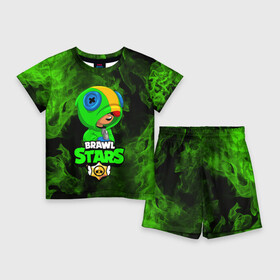 Детский костюм с шортами 3D с принтом BRAWL STARS LEON  ЛЕОН в городе Новоалтайск,  |  | brawl stars | crow | leon | leon shark | sally leon | shark | stars | акула | берли | ворон | леон | леон акула | спайк | эль примо