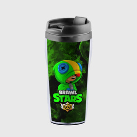 Термокружка-непроливайка с принтом BRAWL STARS LEON в городе Новоалтайск, внутренняя часть — пищевой пластик, наружная часть — прозрачный пластик, между ними — полиграфическая вставка с рисунком | объем — 350 мл, герметичная крышка | brawl stars | crow | leon | leon shark | sally leon | shark | stars | акула | берли | ворон | леон | леон акула | спайк | эль примо