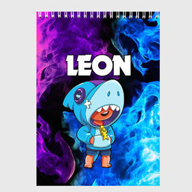 Скетчбук с принтом BRAWL STARS LEON SHARK в городе Новоалтайск, 100% бумага
 | 48 листов, плотность листов — 100 г/м2, плотность картонной обложки — 250 г/м2. Листы скреплены сверху удобной пружинной спиралью | brawl stars | crow | leon | leon shark | sally leon | shark | stars | акула | берли | ворон | леон | леон акула | спайк | эль примо