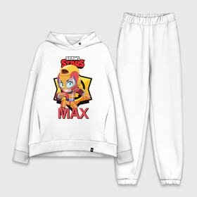 Женский костюм хлопок Oversize с принтом BRAWL STARS MAX. в городе Новоалтайск,  |  | bib | brawl stars | bull | colt | crow | leon | leon shark | max | moba | sally leon | shark | акула | берли | биби | бравл старс | ворон | жанр | игра | кольт | леон | леон акула | макс | нита | спайк | шелли