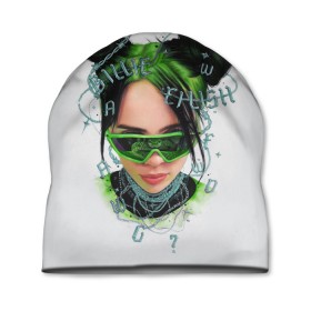 Шапка 3D с принтом BILLIE EILISH в городе Новоалтайск, 100% полиэстер | универсальный размер, печать по всей поверхности изделия | ayelish | bad guy | bellyache | bilie eilish | bilie elish | billie | billie eilish | eilish | electronic | elish | music | били айлиш | билли айлиш | эйлиш | элиш