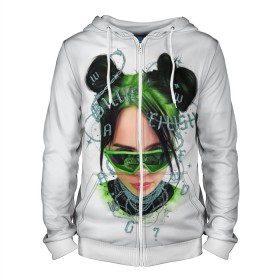 Мужская толстовка 3D на молнии с принтом BILLIE EILISH в городе Новоалтайск, 100% полиэстер | длина до линии бедра, манжеты и пояс оформлены мягкой тканевой резинкой, двухслойный капюшон со шнурком для регулировки, спереди молния, по бокам два кармана | ayelish | bad guy | bellyache | bilie eilish | bilie elish | billie | billie eilish | eilish | electronic | elish | music | били айлиш | билли айлиш | эйлиш | элиш
