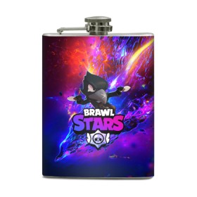 Фляга с принтом BRAWL STARS CROW в городе Новоалтайск, металлический корпус | емкость 0,22 л, размер 125 х 94 мм. Виниловая наклейка запечатывается полностью | Тематика изображения на принте: bibi | brawl stars | brock | bull | crow | dinomike | el primo | leon | mobile game | nita | poko | ricochet | stars | tara | бравл старс | ворон | леон | мобильные игры