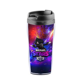 Термокружка-непроливайка с принтом BRAWL STARS CROW в городе Новоалтайск, внутренняя часть — пищевой пластик, наружная часть — прозрачный пластик, между ними — полиграфическая вставка с рисунком | объем — 350 мл, герметичная крышка | bibi | brawl stars | brock | bull | crow | dinomike | el primo | leon | mobile game | nita | poko | ricochet | stars | tara | бравл старс | ворон | леон | мобильные игры