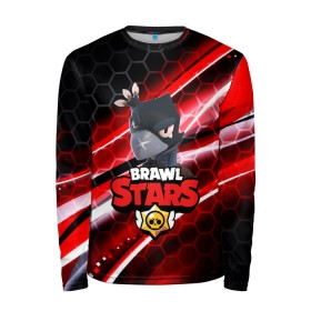 Мужской лонгслив 3D с принтом BRAWL STARS CROW в городе Новоалтайск, 100% полиэстер | длинные рукава, круглый вырез горловины, полуприлегающий силуэт | bibi | brawl stars | brock | bull | crow | dinomike | el primo | leon | mobile game | nita | poko | ricochet | stars | tara | бравл старс | ворон | леон | мобильные игры
