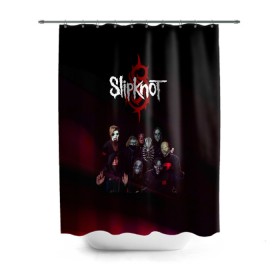 Штора 3D для ванной с принтом Slipknot в городе Новоалтайск, 100% полиэстер | плотность материала — 100 г/м2. Стандартный размер — 146 см х 180 см. По верхнему краю — пластиковые люверсы для креплений. В комплекте 10 пластиковых колец | slipknot | металл | музыка | рок | слипкнот
