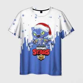 Мужская футболка 3D с принтом BRAWL STARS ОБОРОТЕНЬ LEON. в городе Новоалтайск, 100% полиэфир | прямой крой, круглый вырез горловины, длина до линии бедер | Тематика изображения на принте: brawl stars | leon | moba | бравл старс | жанр | игра | леон | оборотень | оборотень leon