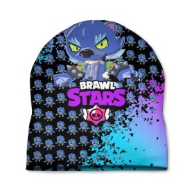 Шапка 3D с принтом BRAWL STARS LEON ОБОРОТЕНЬ. в городе Новоалтайск, 100% полиэстер | универсальный размер, печать по всей поверхности изделия | bib | brawl stars | bull | colt | crow | leon | leon shark | max | moba | sally leon | shark | акула | берли | биби | бравл старс | ворон | жанр | игра | кольт | леон | леон акула | макс | нита | спайк | шелли