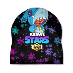 Шапка 3D с принтом BRAWL STARS LEON НОВОГОДНИЙ в городе Новоалтайск, 100% полиэстер | универсальный размер, печать по всей поверхности изделия | brawl stars | brawl stars новогодний | christmas | crow | leon | leon shark | new year | shark | stars | акула | ворон | леон | леон акула | новогодний | новый год | спайк