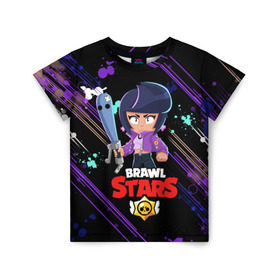 Детская футболка 3D с принтом BRAWL STARS BIBI. в городе Новоалтайск, 100% гипоаллергенный полиэфир | прямой крой, круглый вырез горловины, длина до линии бедер, чуть спущенное плечо, ткань немного тянется | bib | brawl stars | colt | crow | el brown | leon | leon shark | max | moba | sally leon | shark | акула | берли | биби | бравл старс | браун | ворон | жанр | игра | кольт | леон | леон акула | макс | нита | шелли