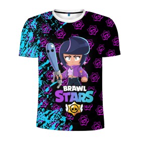 Мужская футболка 3D спортивная с принтом BRAWL STARS BIBI. в городе Новоалтайск, 100% полиэстер с улучшенными характеристиками | приталенный силуэт, круглая горловина, широкие плечи, сужается к линии бедра | Тематика изображения на принте: bib | brawl stars | colt | crow | el brown | leon | leon shark | max | moba | sally leon | shark | акула | берли | биби | бравл старс | браун | ворон | жанр | игра | кольт | леон | леон акула | макс | нита | шелли