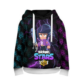 Детская толстовка 3D с принтом BRAWL STARS BIBI. в городе Новоалтайск, 100% полиэстер | двухслойный капюшон со шнурком для регулировки, мягкие манжеты на рукавах и по низу толстовки, спереди карман-кенгуру с мягким внутренним слоем | bib | brawl stars | colt | crow | el brown | leon | leon shark | max | moba | sally leon | shark | акула | берли | биби | бравл старс | браун | ворон | жанр | игра | кольт | леон | леон акула | макс | нита | шелли