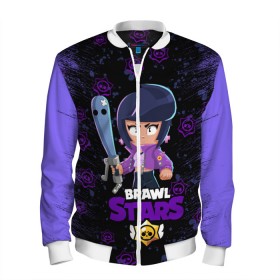 Мужской бомбер 3D с принтом BRAWL STARS BIBI. в городе Новоалтайск, 100% полиэстер | застегивается на молнию, по бокам два кармана без застежек, по низу бомбера и на воротнике - эластичная резинка | bib | brawl stars | colt | crow | el brown | leon | leon shark | max | moba | sally leon | shark | акула | берли | биби | бравл старс | браун | ворон | жанр | игра | кольт | леон | леон акула | макс | нита | шелли
