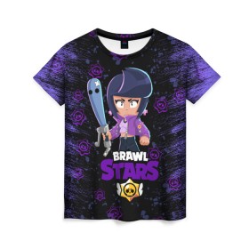 Женская футболка 3D с принтом BRAWL STARS BIBI. в городе Новоалтайск, 100% полиэфир ( синтетическое хлопкоподобное полотно) | прямой крой, круглый вырез горловины, длина до линии бедер | bib | brawl stars | colt | crow | el brown | leon | leon shark | max | moba | sally leon | shark | акула | берли | биби | бравл старс | браун | ворон | жанр | игра | кольт | леон | леон акула | макс | нита | шелли