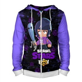 Мужская толстовка 3D на молнии с принтом BRAWL STARS BIBI. в городе Новоалтайск, 100% полиэстер | длина до линии бедра, манжеты и пояс оформлены мягкой тканевой резинкой, двухслойный капюшон со шнурком для регулировки, спереди молния, по бокам два кармана | bib | brawl stars | colt | crow | el brown | leon | leon shark | max | moba | sally leon | shark | акула | берли | биби | бравл старс | браун | ворон | жанр | игра | кольт | леон | леон акула | макс | нита | шелли
