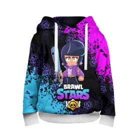 Детская толстовка 3D с принтом BRAWL STARS BIBI. в городе Новоалтайск, 100% полиэстер | двухслойный капюшон со шнурком для регулировки, мягкие манжеты на рукавах и по низу толстовки, спереди карман-кенгуру с мягким внутренним слоем | bib | brawl stars | colt | crow | el brown | leon | leon shark | max | moba | sally leon | shark | акула | берли | биби | бравл старс | браун | ворон | жанр | игра | кольт | леон | леон акула | макс | нита | шелли