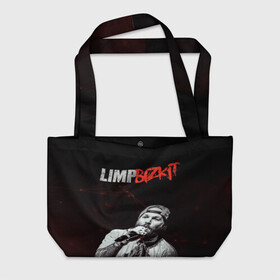 Пляжная сумка 3D с принтом Limp Bizkit в городе Новоалтайск, 100% полиэстер | застегивается на металлическую кнопку; внутренний карман застегивается на молнию. Стенки укреплены специальным мягким материалом, чтобы защитить содержимое от несильных ударов
 | limp bizkit | лимп бискит | музыка | рок