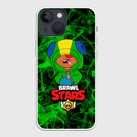 Чехол для iPhone 13 mini с принтом BRAWL STARS LEON. в городе Новоалтайск,  |  | bib | brawl stars | colt | crow | el brown | leon | leon shark | max | moba | sally leon | shark | акула | берли | биби | бравл старс | браун | ворон | жанр | игра | кольт | леон | леон акула | макс | нита | шелли