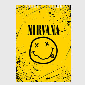 Скетчбук с принтом NIRVANA в городе Новоалтайск, 100% бумага
 | 48 листов, плотность листов — 100 г/м2, плотность картонной обложки — 250 г/м2. Листы скреплены сверху удобной пружинной спиралью | nirvana | smile | курт кобейн | нирвана | смайл