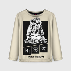 Детский лонгслив 3D с принтом Apex Legends Wattson в городе Новоалтайск, 100% полиэстер | длинные рукава, круглый вырез горловины, полуприлегающий силуэт
 | battle | best | buls | epic | gameplay | loot | royale | stream | titanfall | апекс | битва | булс | королевская | легендс | лутбокс | робот | спектры | титан