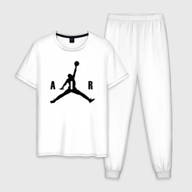 Мужская пижама хлопок с принтом MICHAEL JORDAN в городе Новоалтайск, 100% хлопок | брюки и футболка прямого кроя, без карманов, на брюках мягкая резинка на поясе и по низу штанин
 | Тематика изображения на принте: 23 | bulls | chicago bulls | jordan | logo | michael jordan | nba | paris saint germain | psg | red | sport | быки | джордан | лого | майкл джордан | псж | спорт | чикаго буллс