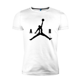 Мужская футболка премиум с принтом MICHAEL JORDAN в городе Новоалтайск, 92% хлопок, 8% лайкра | приталенный силуэт, круглый вырез ворота, длина до линии бедра, короткий рукав | 23 | bulls | chicago bulls | jordan | logo | michael jordan | nba | paris saint germain | psg | red | sport | быки | джордан | лого | майкл джордан | псж | спорт | чикаго буллс