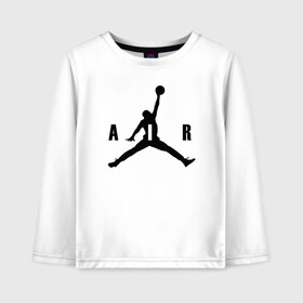Детский лонгслив хлопок с принтом MICHAEL JORDAN в городе Новоалтайск, 100% хлопок | круглый вырез горловины, полуприлегающий силуэт, длина до линии бедер | 23 | bulls | chicago bulls | jordan | logo | michael jordan | nba | paris saint germain | psg | red | sport | быки | джордан | лого | майкл джордан | псж | спорт | чикаго буллс