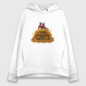 Женское худи Oversize хлопок с принтом Dragon Hoard в городе Новоалтайск, френч-терри — 70% хлопок, 30% полиэстер. Мягкий теплый начес внутри —100% хлопок | боковые карманы, эластичные манжеты и нижняя кромка, капюшон на магнитной кнопке | balthromaw | dsgnosadchaya | rick  morty | джастин ройланд | дракон | дэн хармон | клад | миссикс | плюмбус | рик и морти | сокровища бальтрамона
