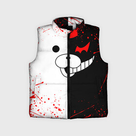 Детский жилет утепленный 3D с принтом monokuma мордочка и брызги в городе Новоалтайск,  |  | Тематика изображения на принте: anime | bear | black  white | danganronpa | kurokuma | monodam | monokuma | monomi | monotaro | rabbit | school | shirokuma | аниме | главарь | мoноми | монокума | черно белый | школа