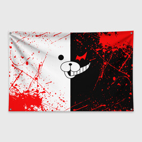 Флаг-баннер с принтом MONOKUMA | МОНОКУМА в городе Новоалтайск, 100% полиэстер | размер 67 х 109 см, плотность ткани — 95 г/м2; по краям флага есть четыре люверса для крепления | anime | bear | black  white | danganronpa | kurokuma | monodam | monokuma | monomi | monotaro | rabbit | school | shirokuma | аниме | главарь | мoноми | монокума | черно белый | школа
