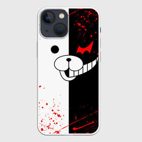 Чехол для iPhone 13 mini с принтом monokuma мордочка и брызги в городе Новоалтайск,  |  | anime | bear | black  white | danganronpa | kurokuma | monodam | monokuma | monomi | monotaro | rabbit | school | shirokuma | аниме | главарь | мoноми | монокума | черно белый | школа